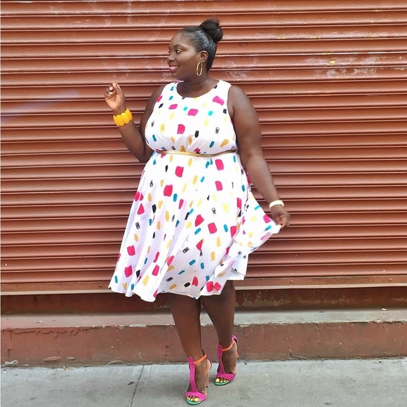 Plus Size ✨ Lane Bryant Confetti Multicolor Midi Dress with Pockets Size 26W - Picture 2 of 15